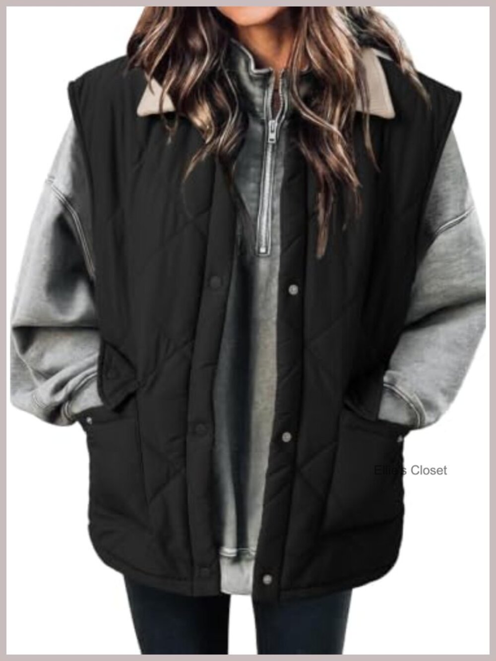 Womens Quilted Puffer Vest Sleeveless Button Down Lapel Collar with Pockets